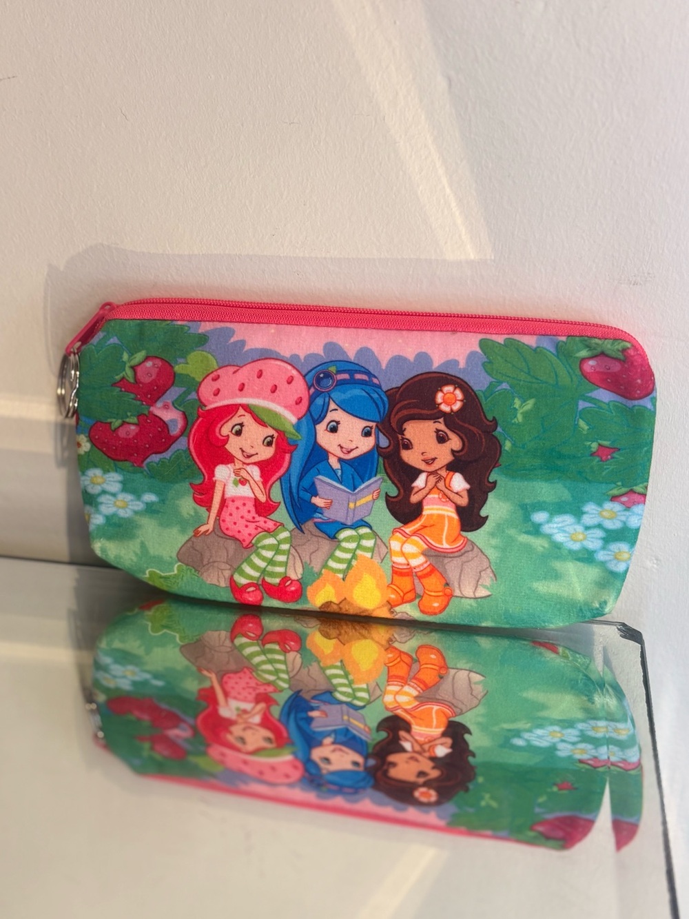 Strawberry shortcake pencil case with friends reading.